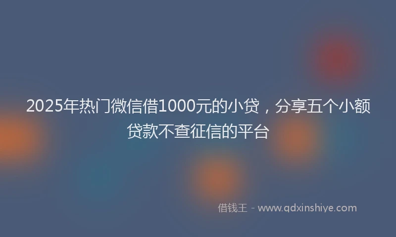 2025年热门微信借1000元的小贷，分享五个小额贷款不查征信的平台