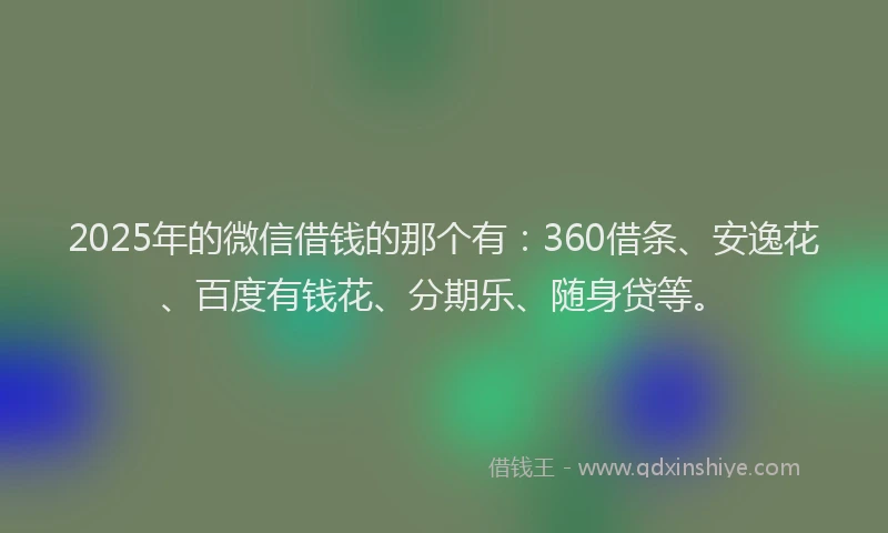 2025年的微信借钱的那个有：360借条、安逸花、百度有钱花、分期乐、随身贷等。