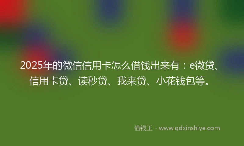2025年的微信信用卡怎么借钱出来有：e微贷、信用卡贷、读秒贷、我来贷、小花钱包等。