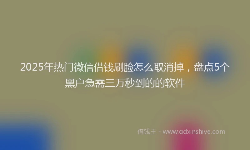 2025年热门微信借钱刷脸怎么取消掉，盘点5个黑户急需三万秒到的的软件