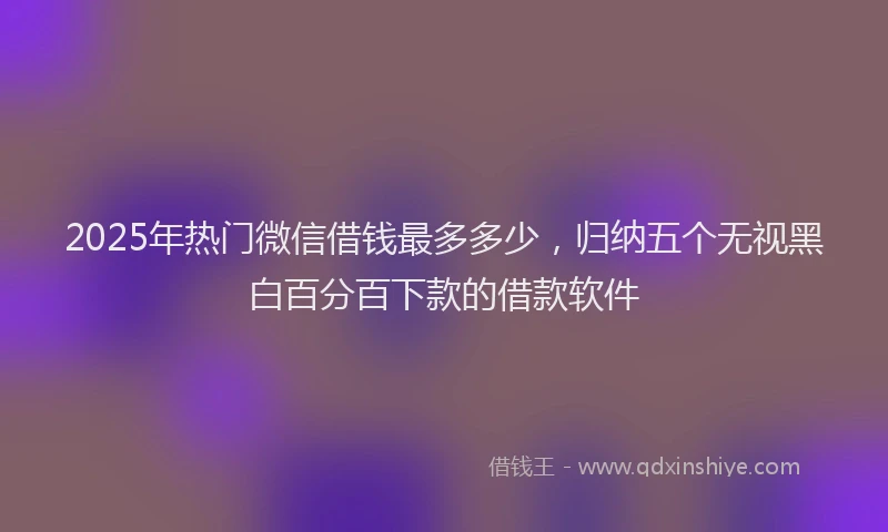 2025年热门微信借钱最多多少，归纳五个无视黑白百分百下款的借款软件