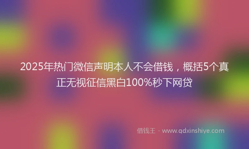 2025年热门微信声明本人不会借钱，概括5个真正无视征信黑白100%秒下网贷
