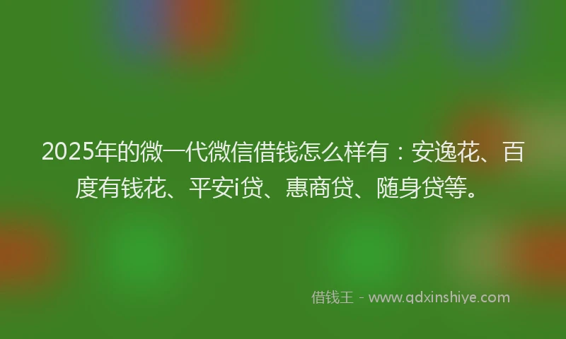 2025年的微一代微信借钱怎么样有：安逸花、百度有钱花、平安i贷、惠商贷、随身贷等。