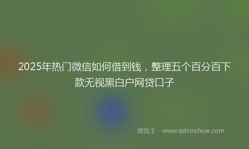 2025年热门微信如何借到钱，整理五个百分百下款无视黑白户网贷口子