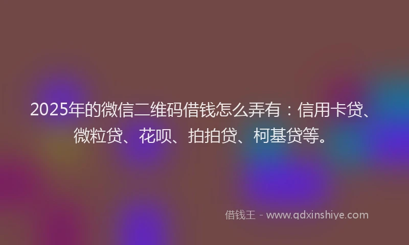 2025年的微信二维码借钱怎么弄有：信用卡贷、微粒贷、花呗、拍拍贷、柯基贷等。