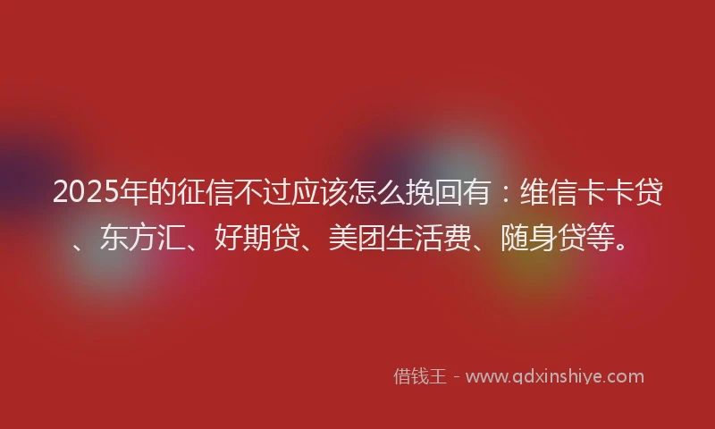 2025年的征信不过应该怎么挽回有：维信卡卡贷、东方汇、好期贷、美团生活费、随身贷等。