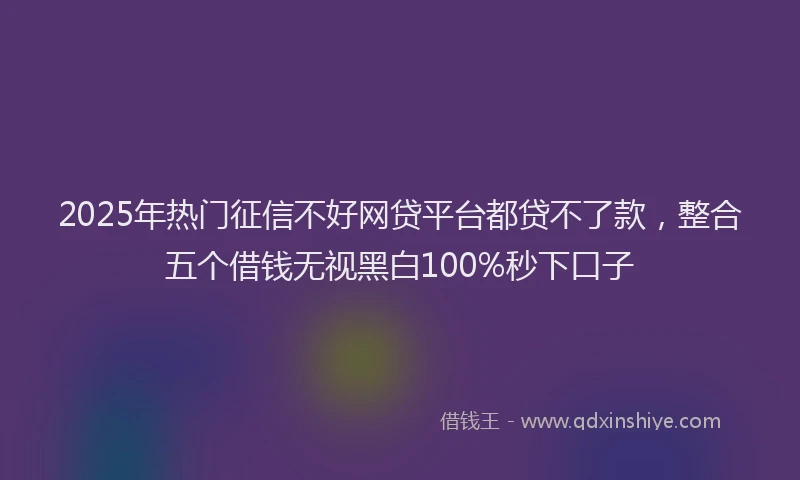 2025年热门征信不好网贷平台都贷不了款，整合五个借钱无视黑白100%秒下口子