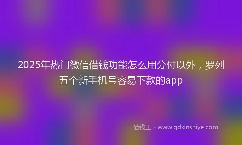 2025年热门微信借钱功能怎么用分付以外，罗列五个新手机号容易下款的app
