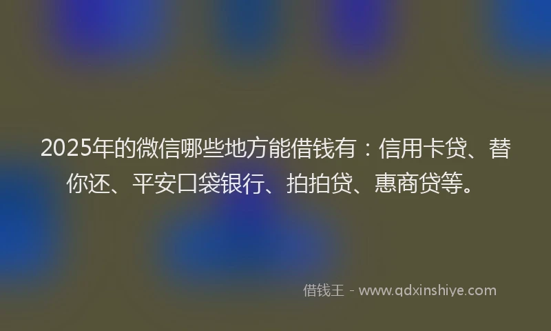 2025年的微信哪些地方能借钱有：信用卡贷、替你还、平安口袋银行、拍拍贷、惠商贷等。