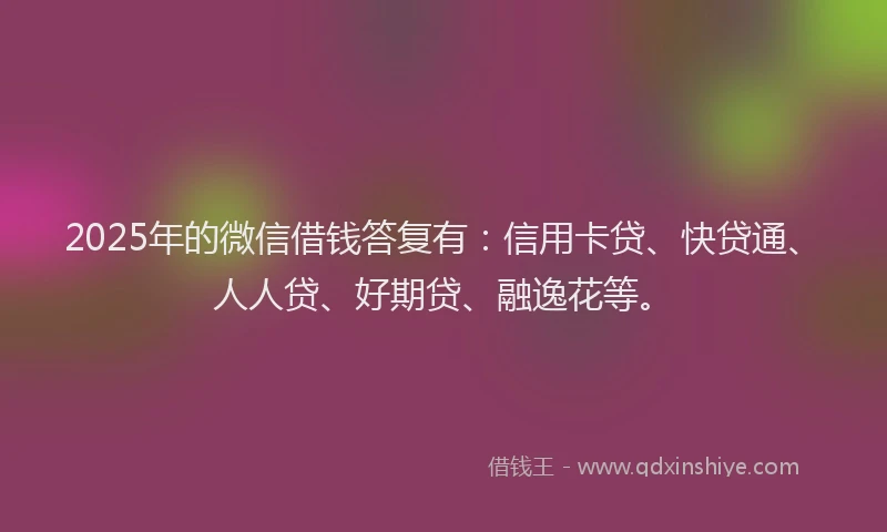 2025年的微信借钱答复有：信用卡贷、快贷通、人人贷、好期贷、融逸花等。