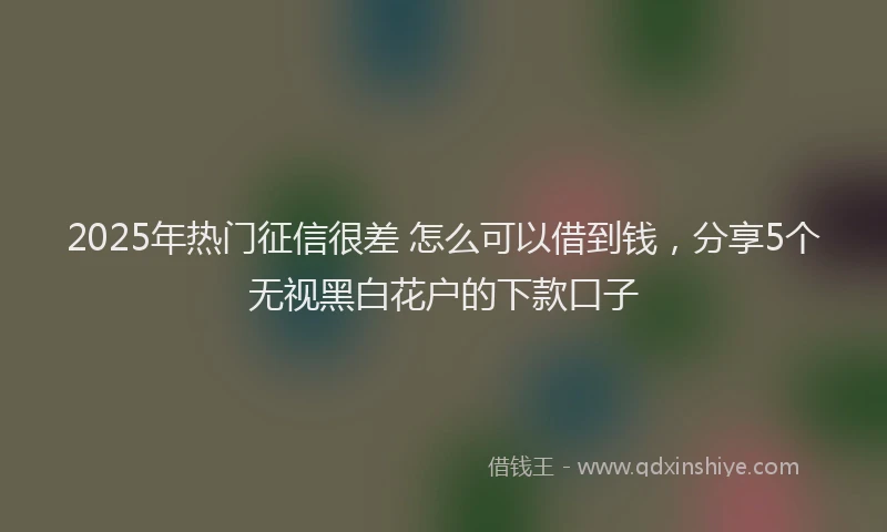 2025年热门征信很差 怎么可以借到钱，分享5个无视黑白花户的下款口子
