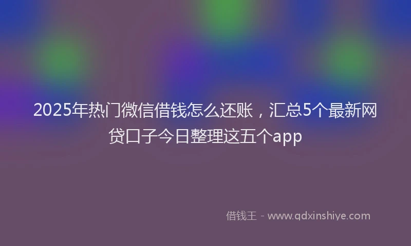 2025年热门微信借钱怎么还账，汇总5个最新网贷口子今日整理这五个app