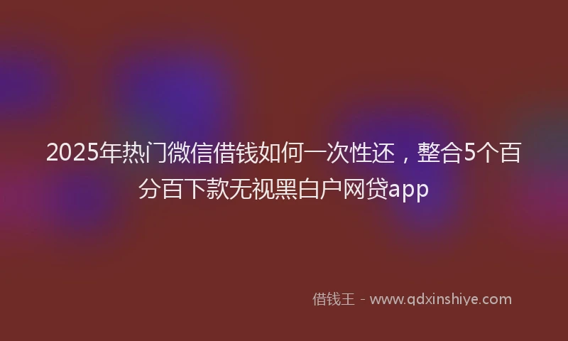 2025年热门微信借钱如何一次性还，整合5个百分百下款无视黑白户网贷app