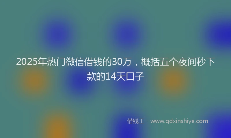 2025年热门微信借钱的30万，概括五个夜间秒下款的14天口子