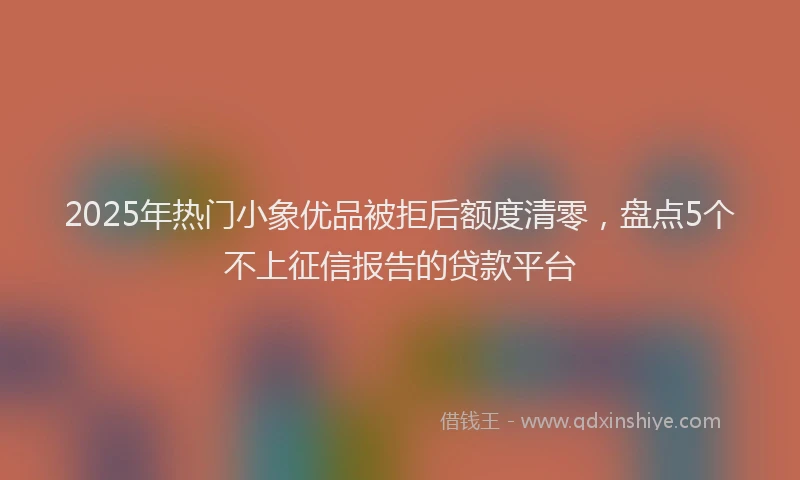 2025年热门小象优品被拒后额度清零，盘点5个不上征信报告的贷款平台