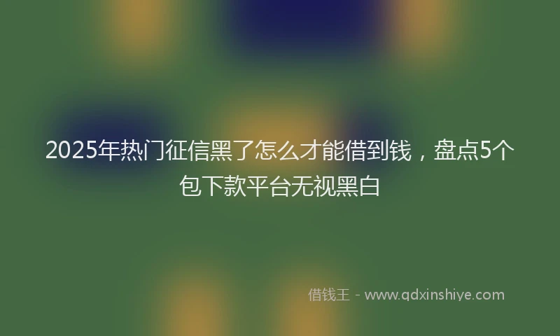 2025年热门征信黑了怎么才能借到钱，盘点5个包下款平台无视黑白