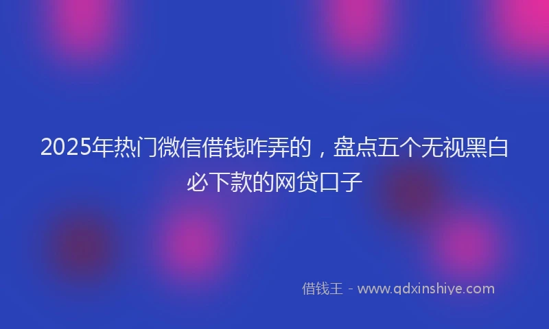 2025年热门微信借钱咋弄的，盘点五个无视黑白必下款的网贷口子