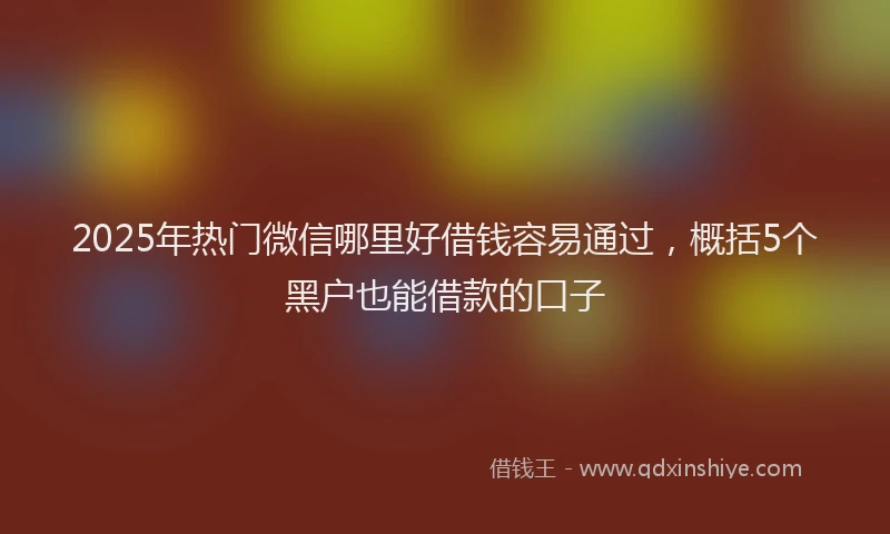 2025年热门微信哪里好借钱容易通过，概括5个黑户也能借款的口子