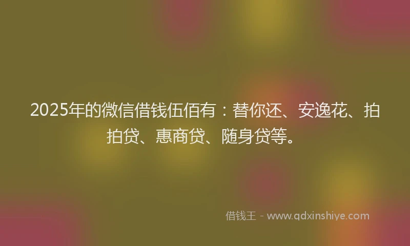 2025年的微信借钱伍佰有：替你还、安逸花、拍拍贷、惠商贷、随身贷等。