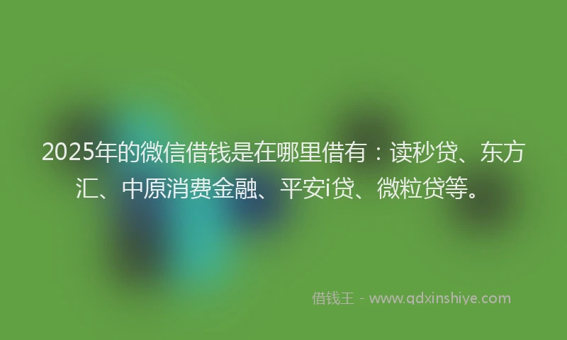 2025年的微信借钱是在哪里借有：读秒贷、东方汇、中原消费金融、平安i贷、微粒贷等。