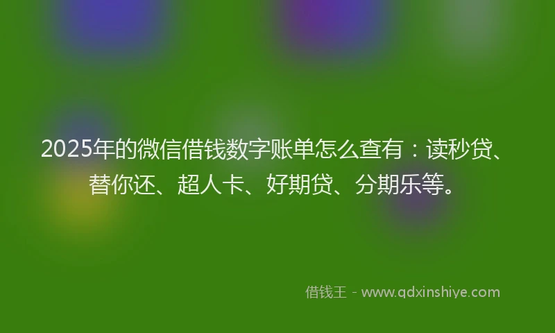 2025年的微信借钱数字账单怎么查有：读秒贷、替你还、超人卡、好期贷、分期乐等。