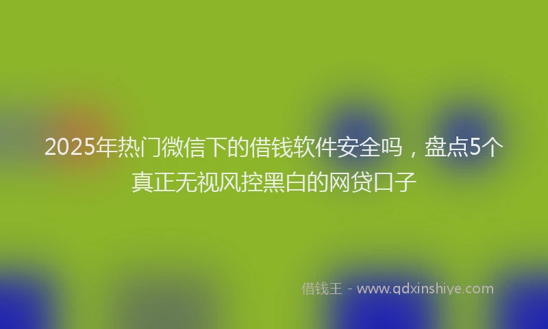 2025年热门微信下的借钱软件安全吗，盘点5个真正无视风控黑白的网贷口子