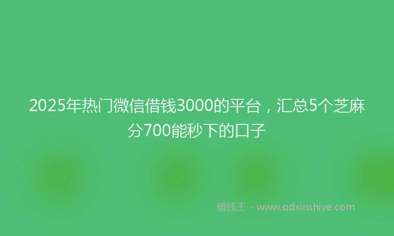 2025年热门微信借钱3000的平台，汇总5个芝麻分700能秒下的口子