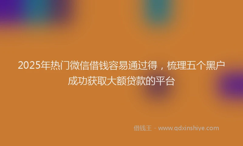 2025年热门微信借钱容易通过得，梳理五个黑户成功获取大额贷款的平台