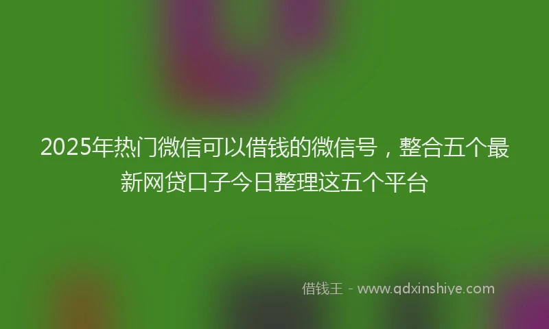2025年热门微信可以借钱的微信号，整合五个最新网贷口子今日整理这五个平台