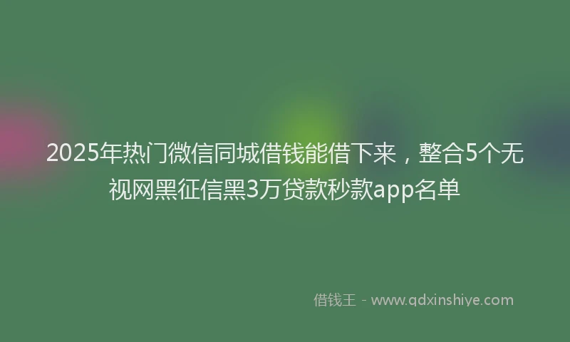 2025年热门微信同城借钱能借下来，整合5个无视网黑征信黑3万贷款秒款app名单