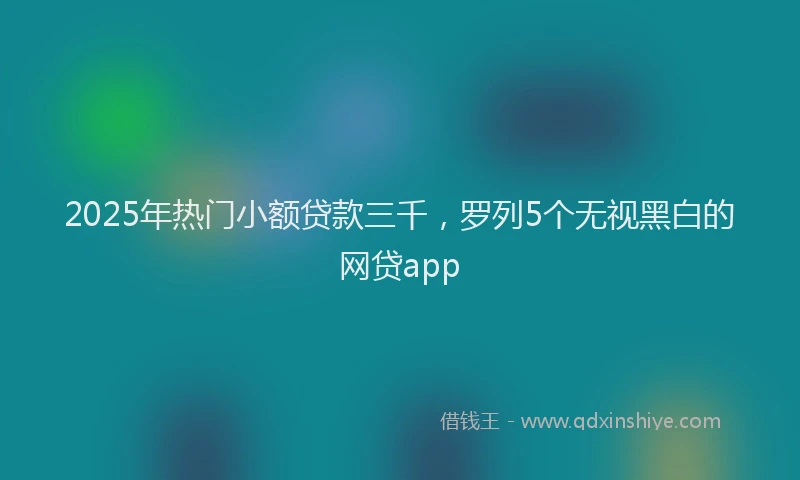 2025年热门小额贷款三千，罗列5个无视黑白的网贷app