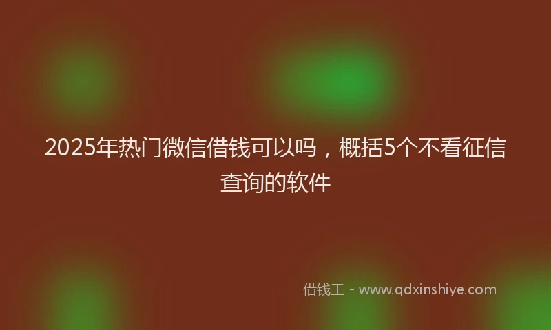 2025年热门微信借钱可以吗，概括5个不看征信查询的软件