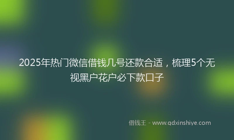 2025年热门微信借钱几号还款合适，梳理5个无视黑户花户必下款口子