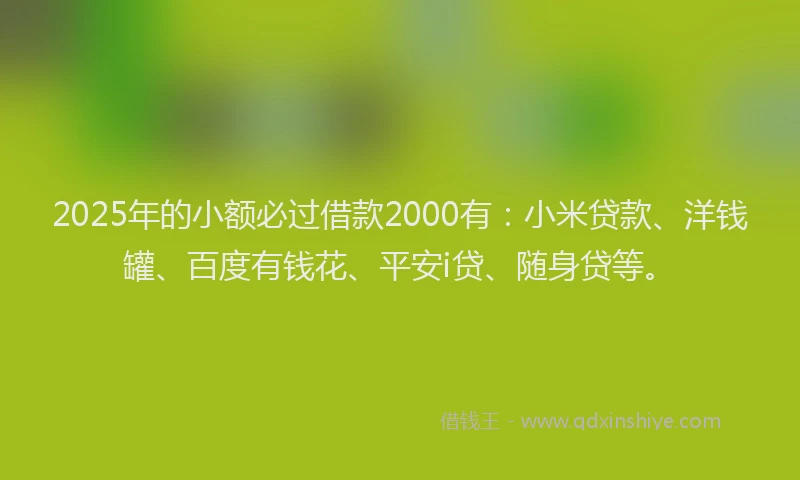 2025年的小额必过借款2000有：小米贷款、洋钱罐、百度有钱花、平安i贷、随身贷等。