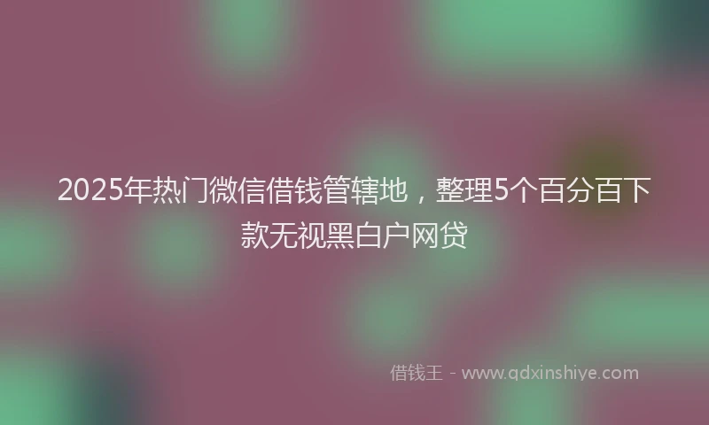 2025年热门微信借钱管辖地，整理5个百分百下款无视黑白户网贷