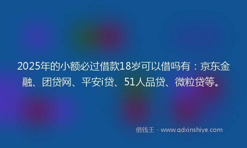 2025年的小额必过借款18岁可以借吗有：京东金融、团贷网、平安i贷、51人品贷、微粒贷等。