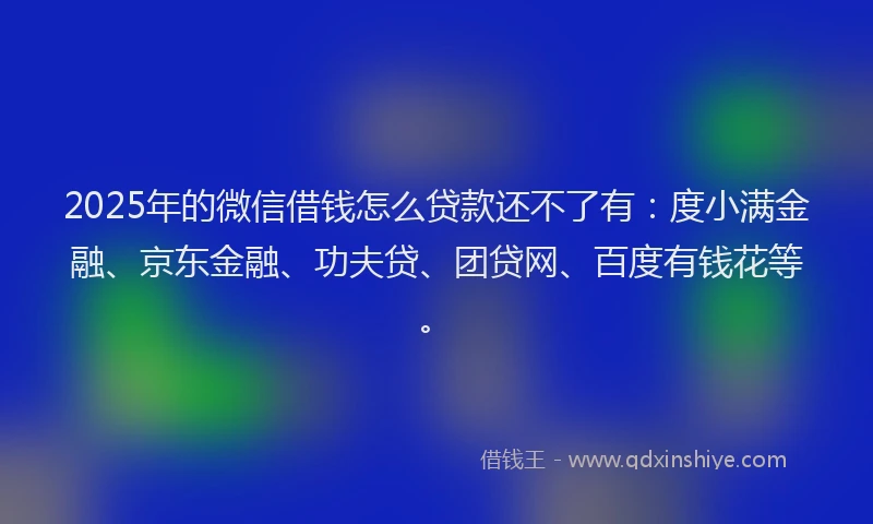 2025年的微信借钱怎么贷款还不了有：度小满金融、京东金融、功夫贷、团贷网、百度有钱花等。