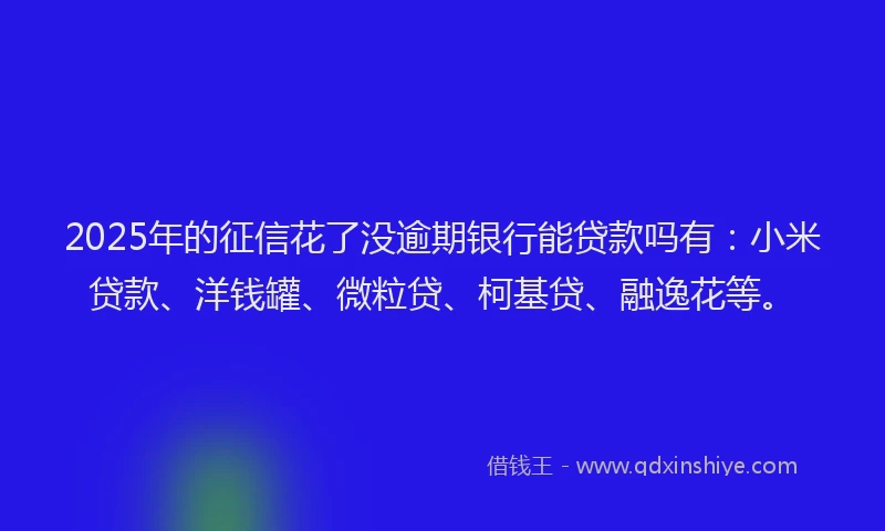 2025年的征信花了没逾期银行能贷款吗有：小米贷款、洋钱罐、微粒贷、柯基贷、融逸花等。