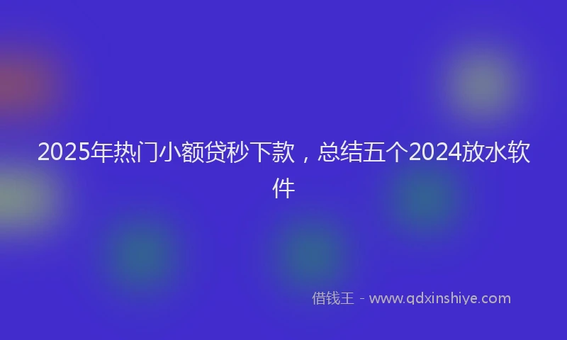 2025年热门小额贷秒下款，总结五个2024放水软件