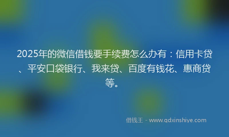 2025年的微信借钱要手续费怎么办有：信用卡贷、平安口袋银行、我来贷、百度有钱花、惠商贷等。