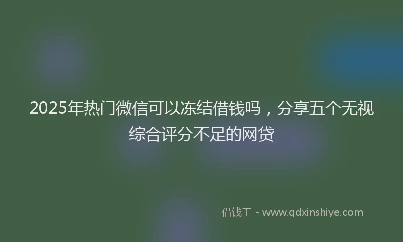 2025年热门微信可以冻结借钱吗，分享五个无视综合评分不足的网贷