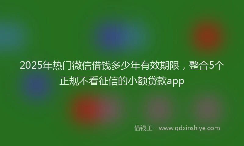 2025年热门微信借钱多少年有效期限，整合5个正规不看征信的小额贷款app