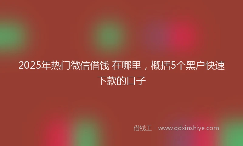 2025年热门微信借钱 在哪里，概括5个黑户快速下款的口子
