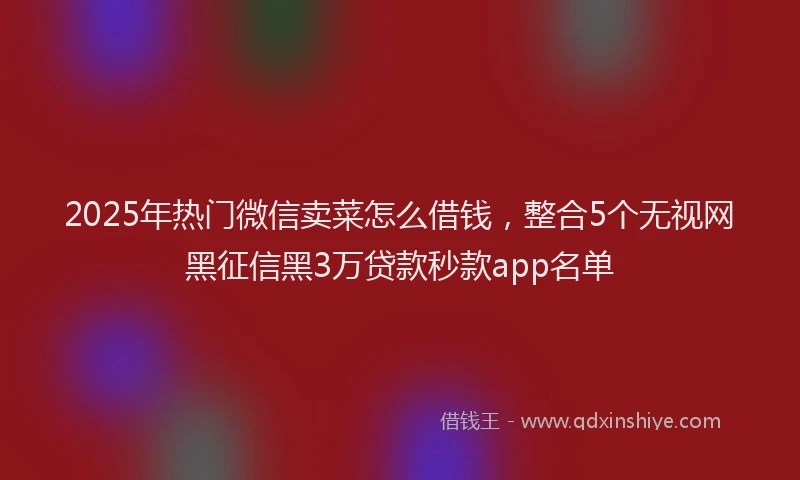 2025年热门微信卖菜怎么借钱，整合5个无视网黑征信黑3万贷款秒款app名单
