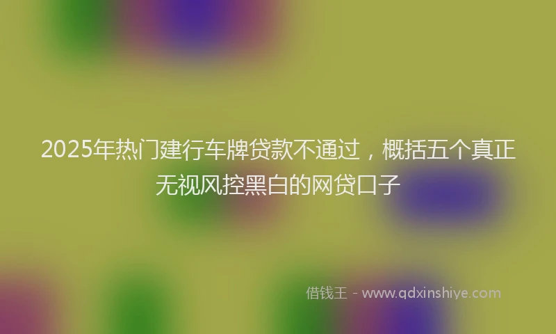 2025年热门建行车牌贷款不通过，概括五个真正无视风控黑白的网贷口子