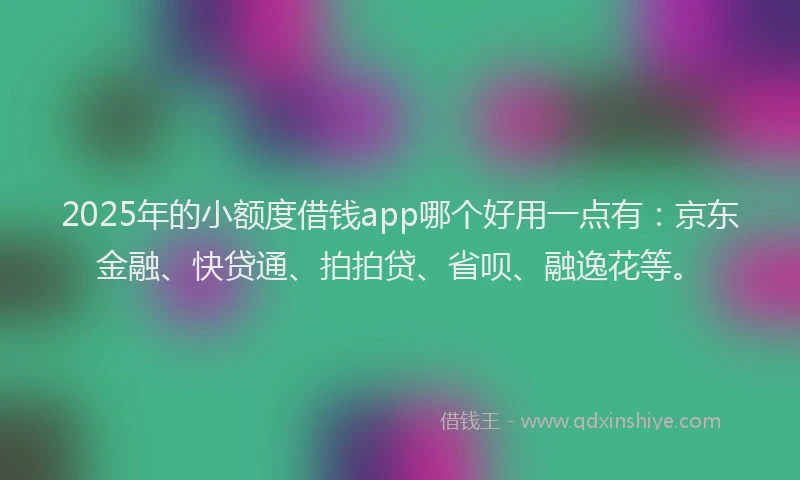 2025年的小额度借钱app哪个好用一点有：京东金融、快贷通、拍拍贷、省呗、融逸花等。