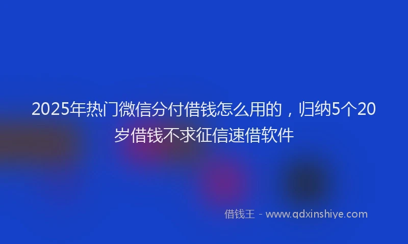 2025年热门微信分付借钱怎么用的，归纳5个20岁借钱不求征信速借软件