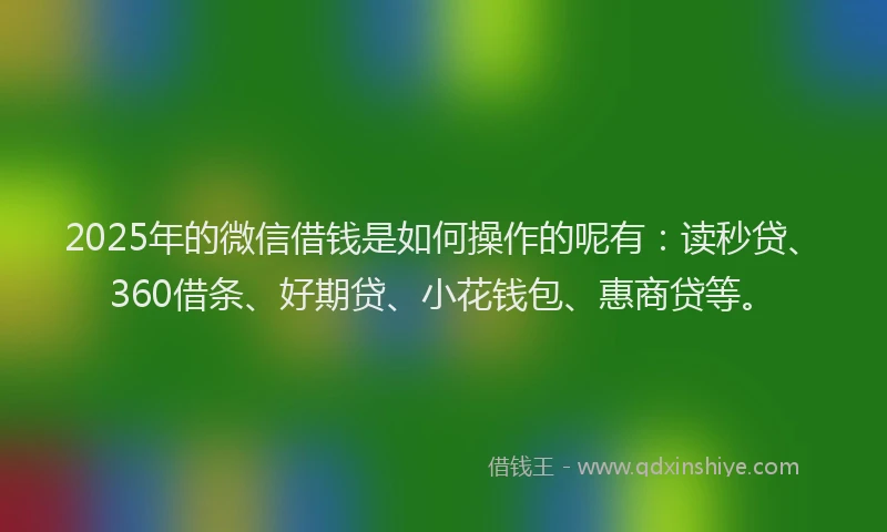 2025年的微信借钱是如何操作的呢有：读秒贷、360借条、好期贷、小花钱包、惠商贷等。