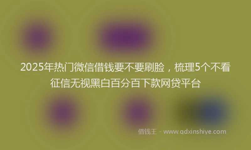 2025年热门微信借钱要不要刷脸，梳理5个不看征信无视黑白百分百下款网贷平台