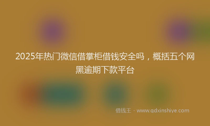 2025年热门微信借掌柜借钱安全吗，概括五个网黑逾期下款平台
